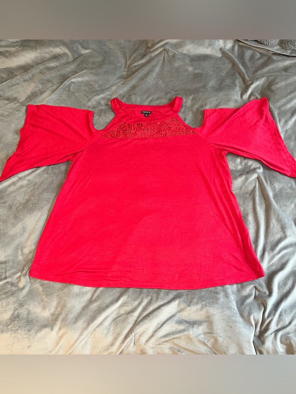 torrid Red Cold-Shoulder Lace Top size 1